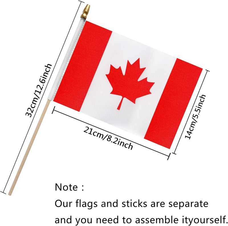 TSMD Canada Stick Flag Canadian Small Mini Hand Held Flags,5x8 Inch,12 Pack - Image 2